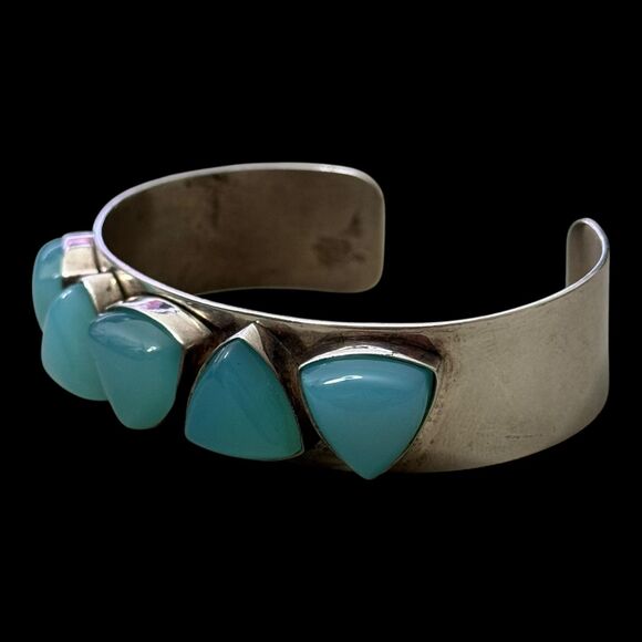 Jay King DTR 5 Stone Chalcedony Sterling Cuff Bracelet - Picture 2 of 5
